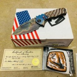 Medford Praetorian Genesis T S35VN Vulcan 3.3" Drop Point Dark Bronze American Flag Knife 012-097