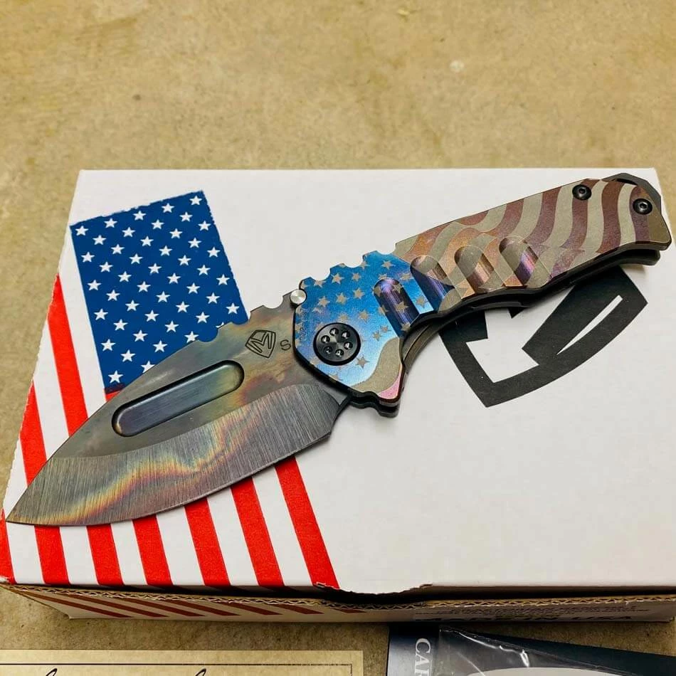 Medford Praetorian Genesis T S35VN Vulcan 3.3" Drop Point Dark Bronze American Flag Knife 012-097 - Image 2