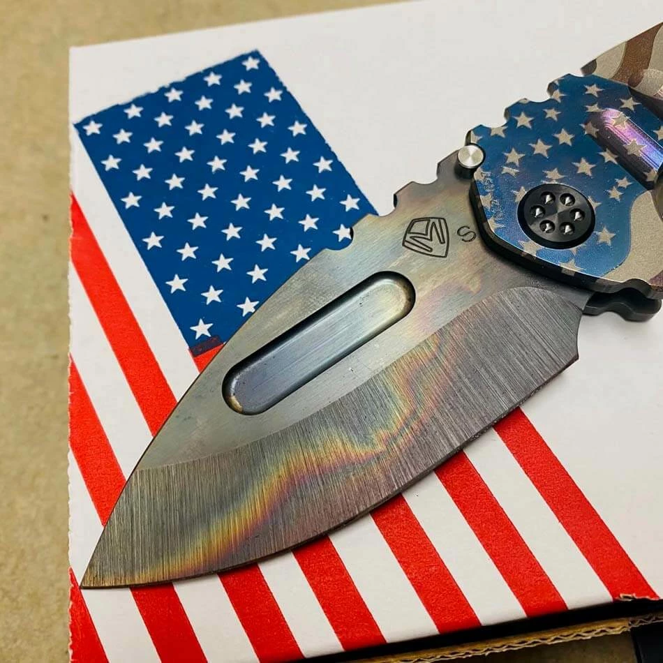 Medford Praetorian Genesis T S35VN Vulcan 3.3" Drop Point Dark Bronze American Flag Knife 012-097 - Image 3