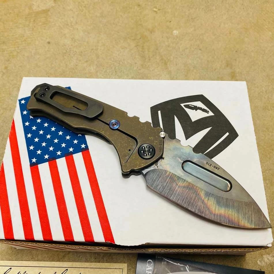 Medford Praetorian Genesis T S35VN Vulcan 3.3" Drop Point Dark Bronze American Flag Knife 012-097 - Image 5