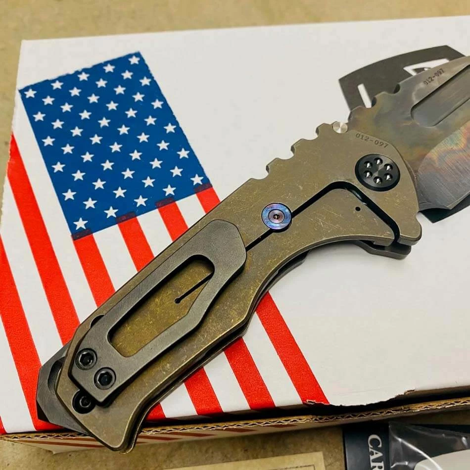 Medford Praetorian Genesis T S35VN Vulcan 3.3" Drop Point Dark Bronze American Flag Knife 012-097 - Image 7