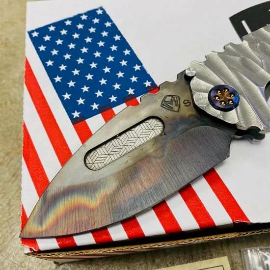 Medford Praetorian Genesis T S35VN Vulcan 3.3" Drop Point Engraved Fuller Grove Silver Predator Knife 010-089 - Image 3