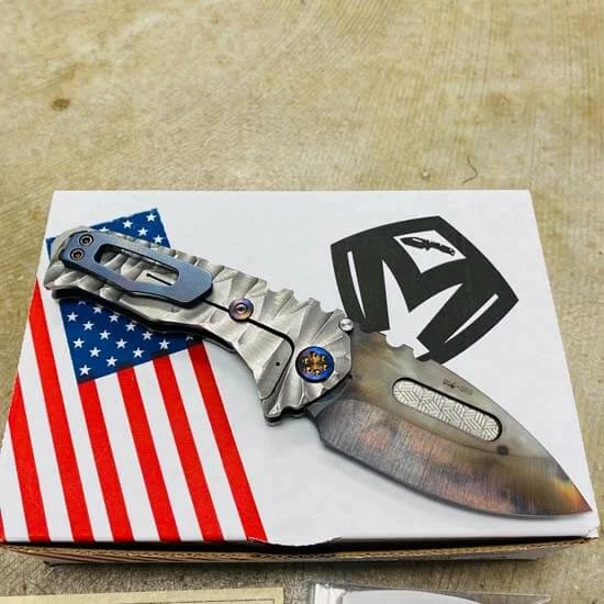 Medford Praetorian Genesis T S35VN Vulcan 3.3" Drop Point Engraved Fuller Grove Silver Predator Knife 010-089 - Image 5