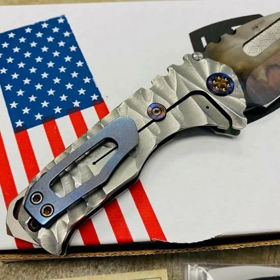 Medford Praetorian Genesis T S35VN Vulcan 3.3" Drop Point Engraved Fuller Grove Silver Predator Knife 010-089 - Image 7