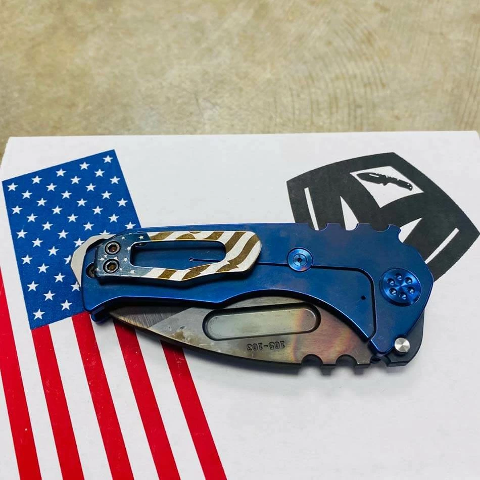 Medford Praetorian Genesis T S35VN Vulcan 3.3" Drop Point Blue American Flag With American Flag Clip Knife 105-103 - Image 10