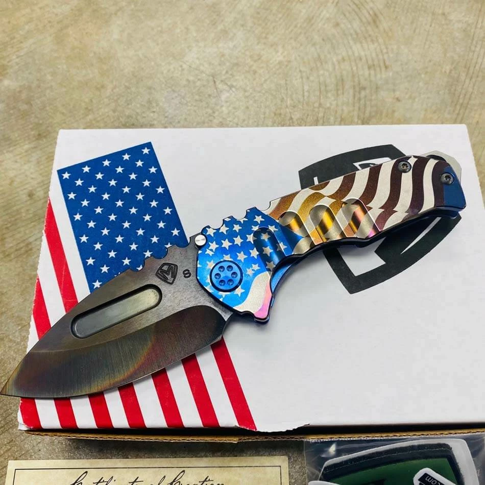 Medford Praetorian Genesis T S35VN Vulcan 3.3" Drop Point Blue American Flag With American Flag Clip Knife 105-103 - Image 2