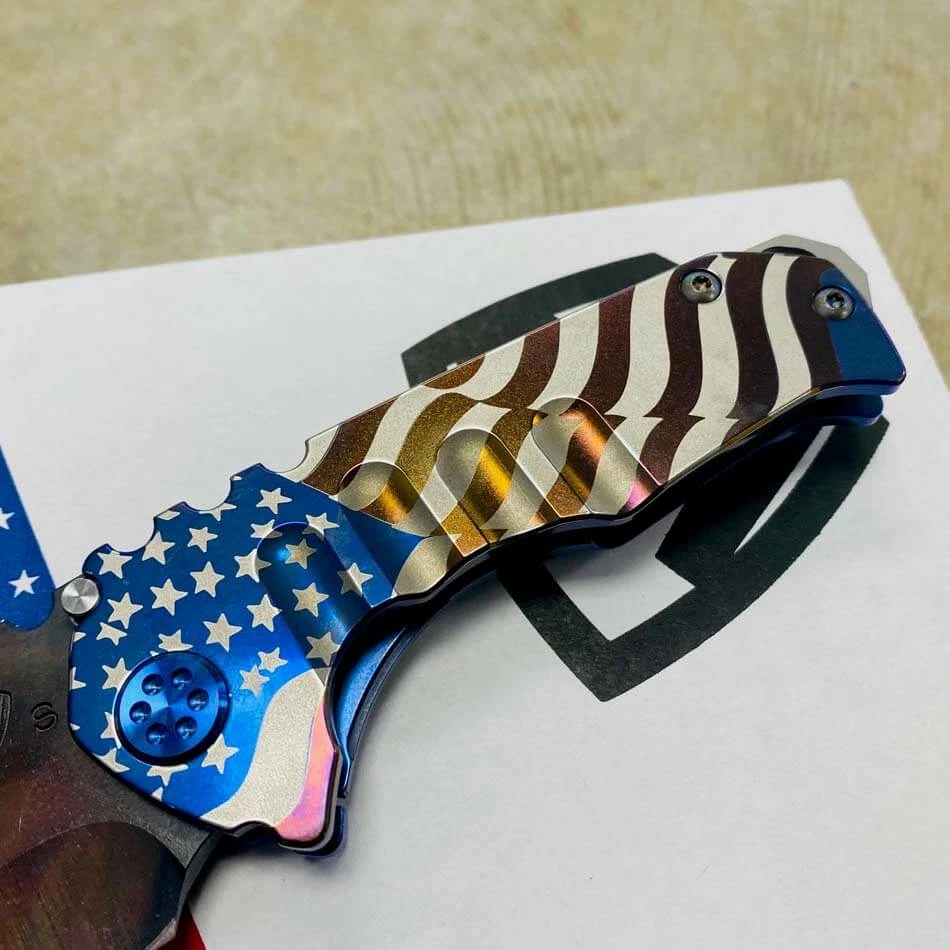 Medford Praetorian Genesis T S35VN Vulcan 3.3" Drop Point Blue American Flag With American Flag Clip Knife 105-103 - Image 4