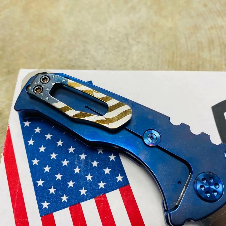 Medford Praetorian Genesis T S35VN Vulcan 3.3" Drop Point Blue American Flag With American Flag Clip Knife 105-103 - Image 7