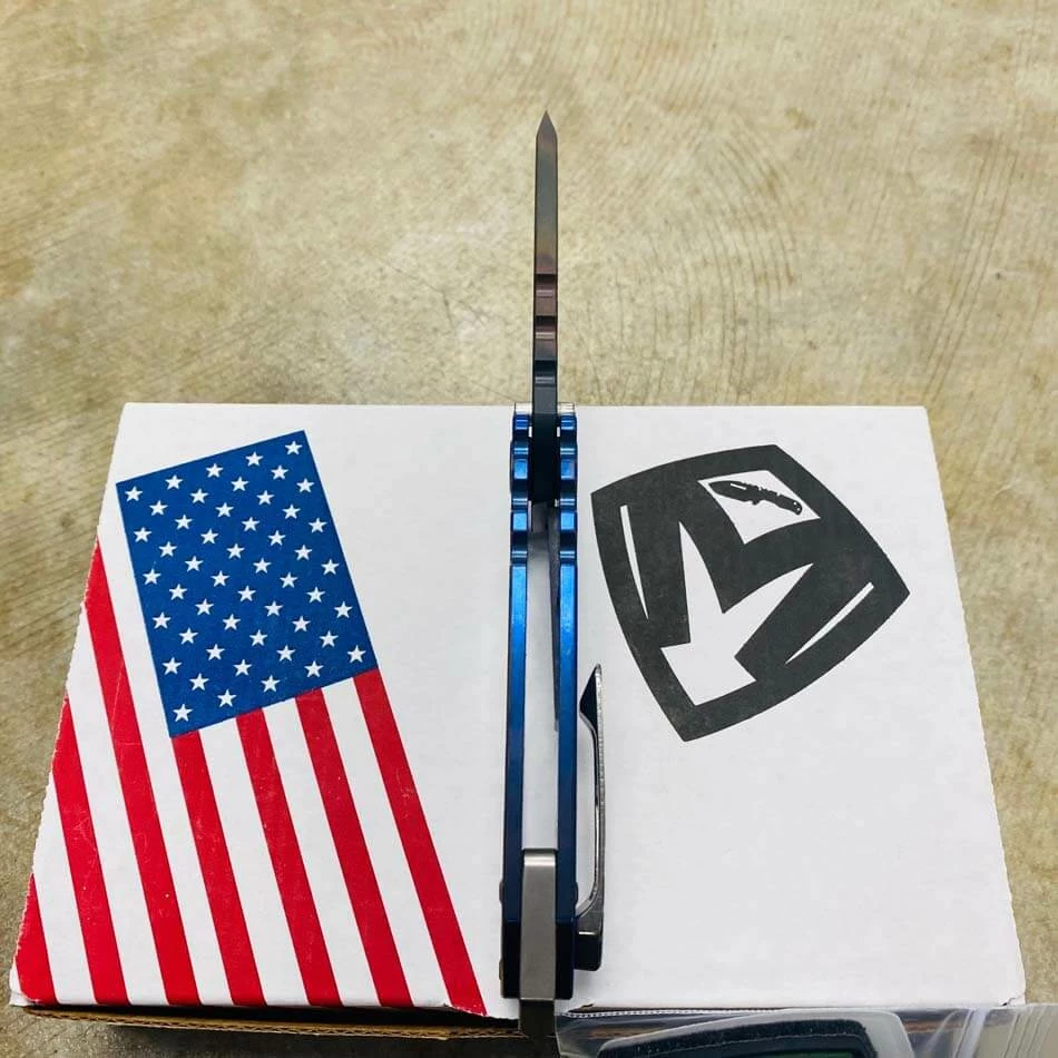 Medford Praetorian Genesis T S35VN Vulcan 3.3" Drop Point Blue American Flag With American Flag Clip Knife 105-103 - Image 8
