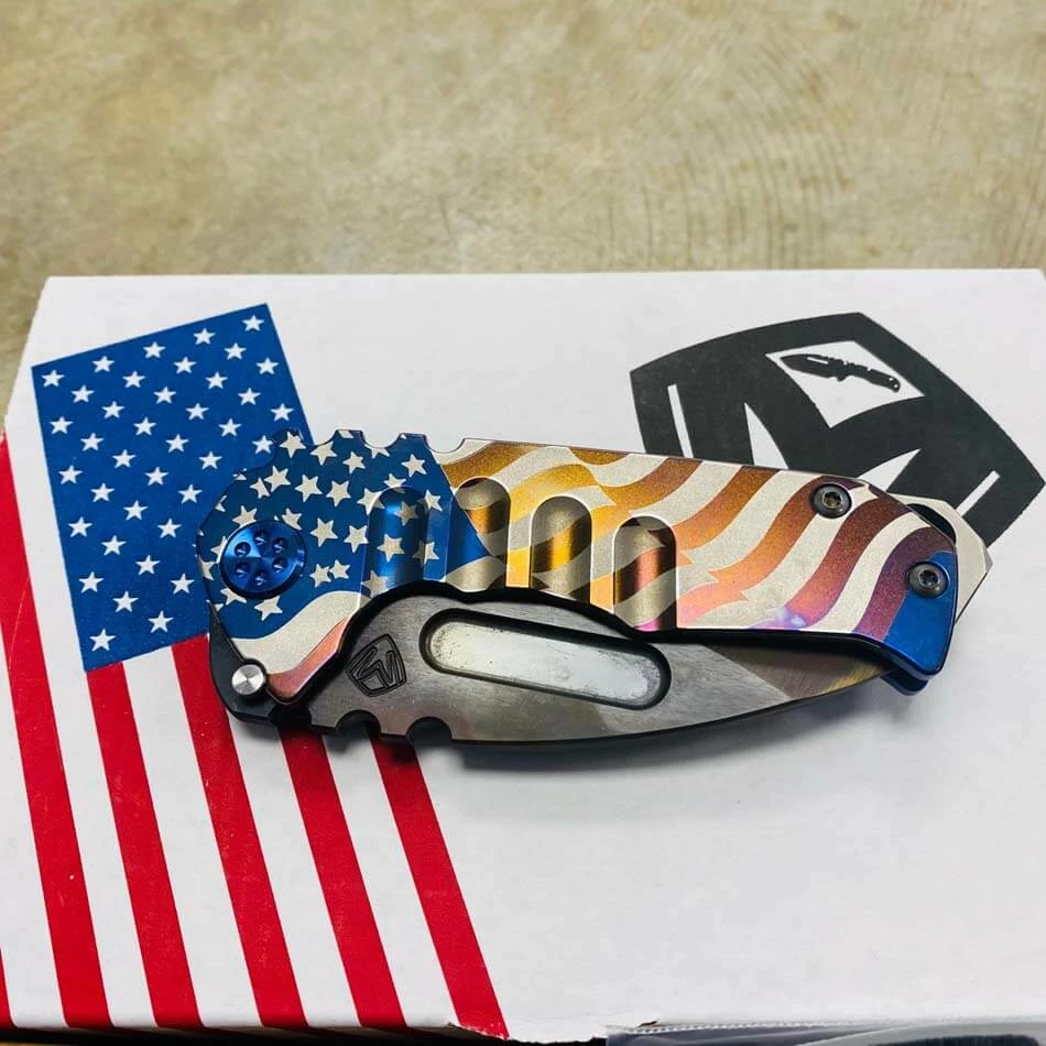 Medford Praetorian Genesis T S35VN Vulcan 3.3" Drop Point Blue American Flag With American Flag Clip Knife 105-103 - Image 9