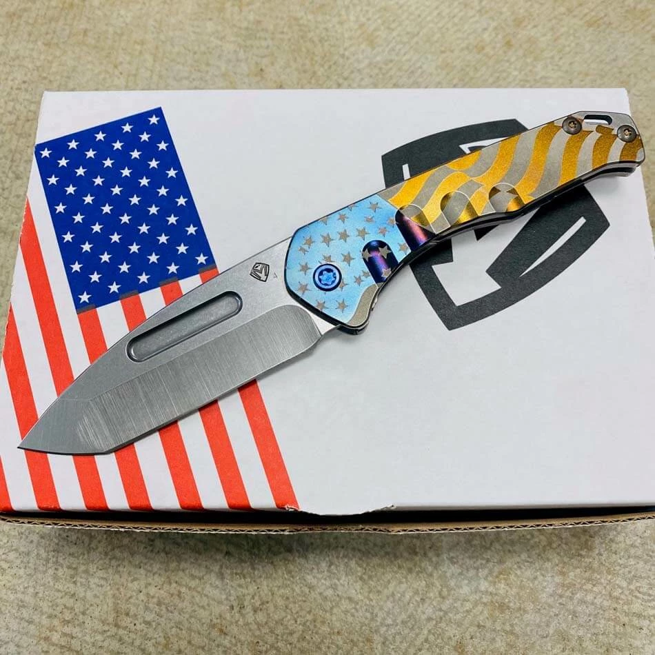 Medford Praetorian Slim 3.25" Tumbled Tanto American Flag Knife 304-051 - Image 2