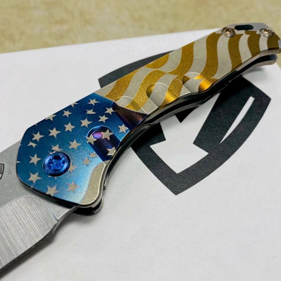 Medford Praetorian Slim 3.25" Tumbled Tanto American Flag Knife 304-051 - Image 3