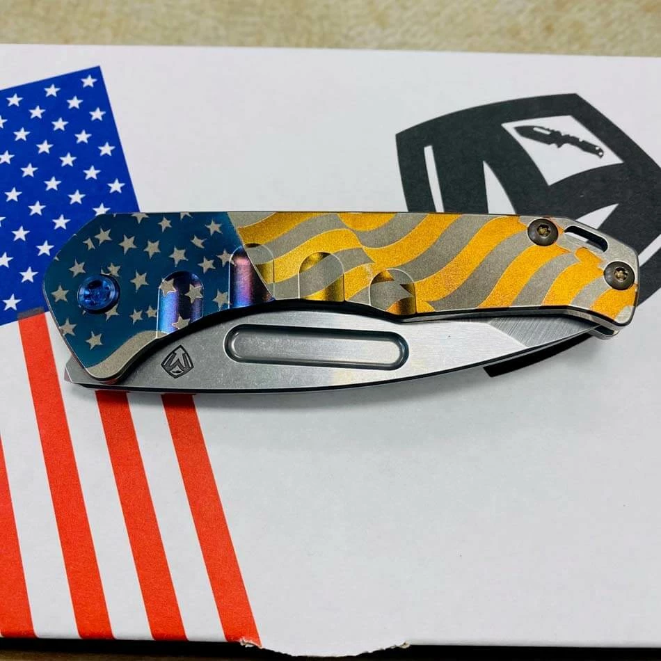 Medford Praetorian Slim 3.25" Tumbled Tanto American Flag Knife 304-051 - Image 7