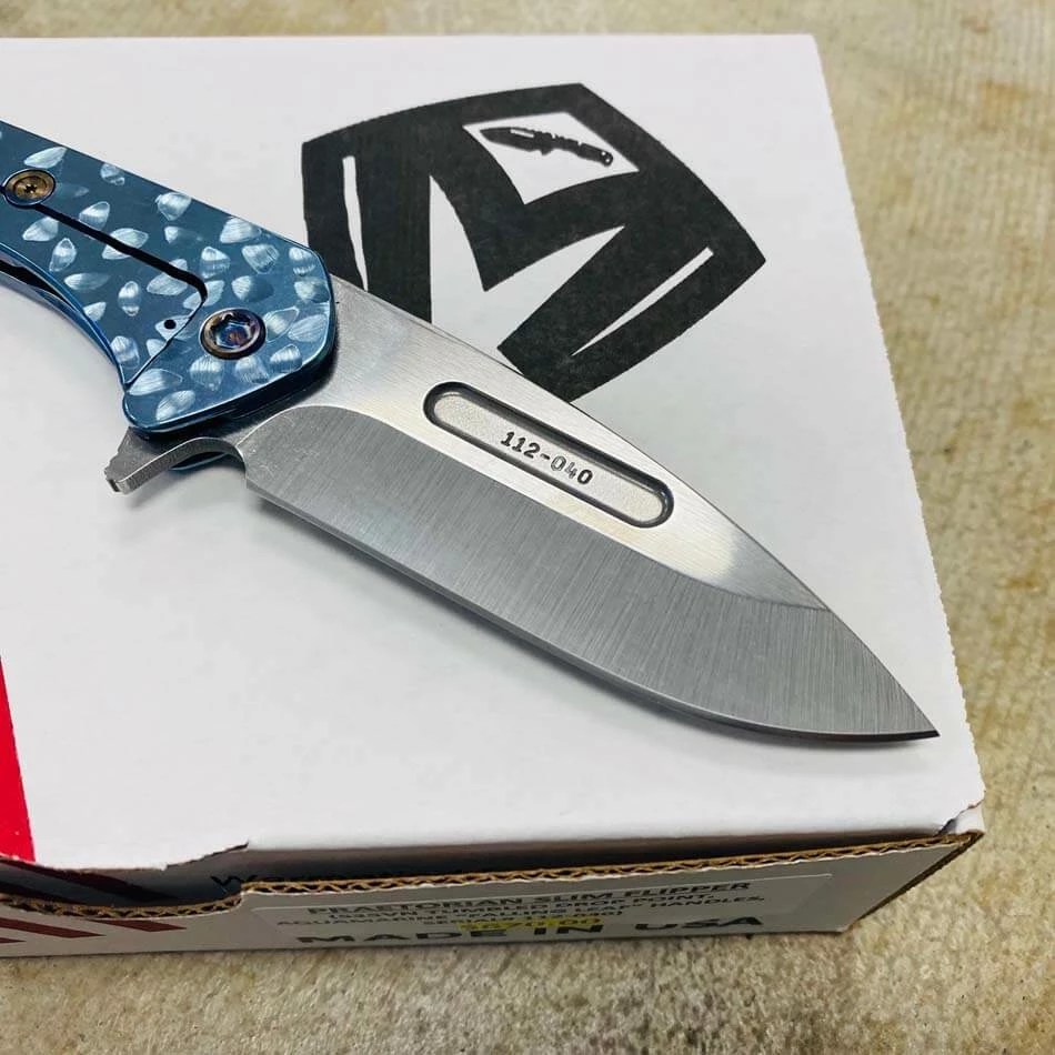 Medford Praetorian Slim Flipper 3.25" S35VN Drop Point Blade Aquamarine Falling Leaf Knife Serial 112-040 - Image 6