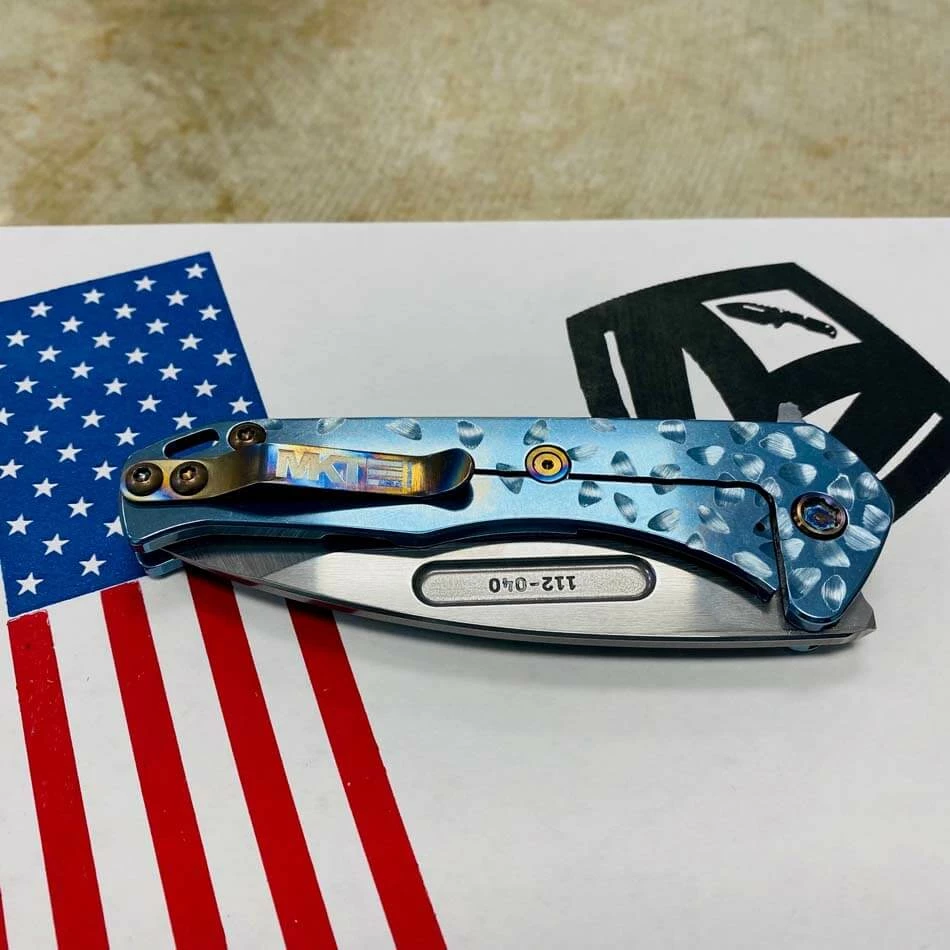 Medford Praetorian Slim Flipper 3.25" S35VN Drop Point Blade Aquamarine Falling Leaf Knife Serial 112-040 - Image 9