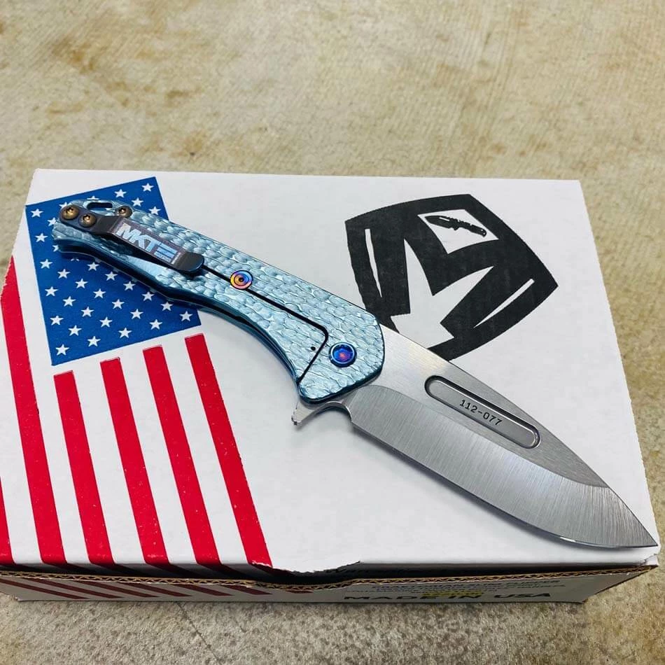 Medford Praetorian Slim Flipper 3.25" S35VN Drop Point Blade Aquamarine Water Ripples Knife Serial 112-077 - Image 5