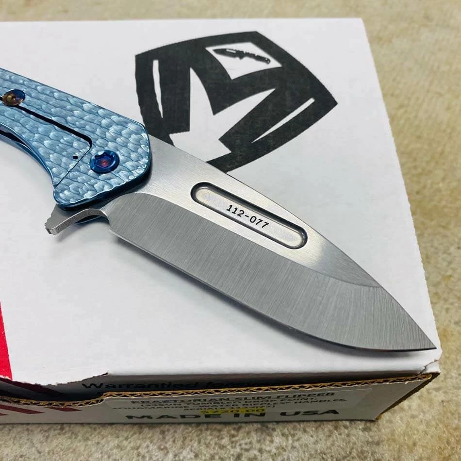 Medford Praetorian Slim Flipper 3.25" S35VN Drop Point Blade Aquamarine Water Ripples Knife Serial 112-077 - Image 6