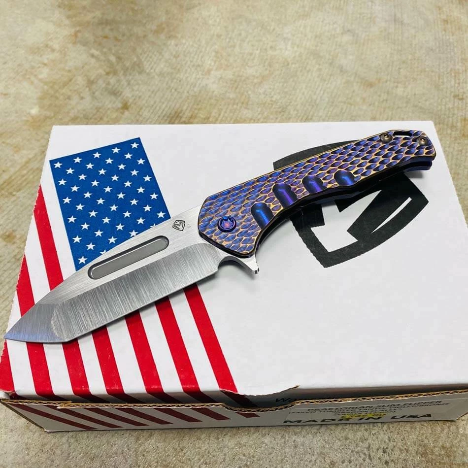Medford Praetorian Slim Flipper 3.25" S35VN Tanto Blade Violet Bronze Dragon Scales Knife Serial 112-097 - Image 2