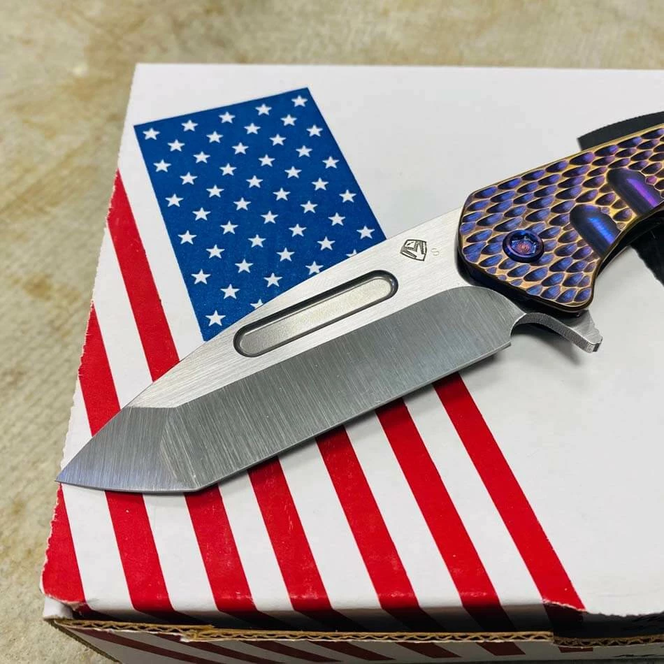 Medford Praetorian Slim Flipper 3.25" S35VN Tanto Blade Violet Bronze Dragon Scales Knife Serial 112-097 - Image 3