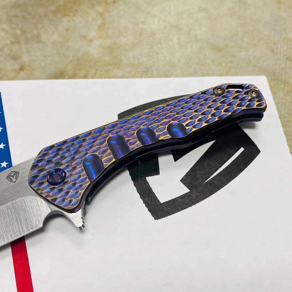 Medford Praetorian Slim Flipper 3.25" S35VN Tanto Blade Violet Bronze Dragon Scales Knife Serial 112-097 - Image 4