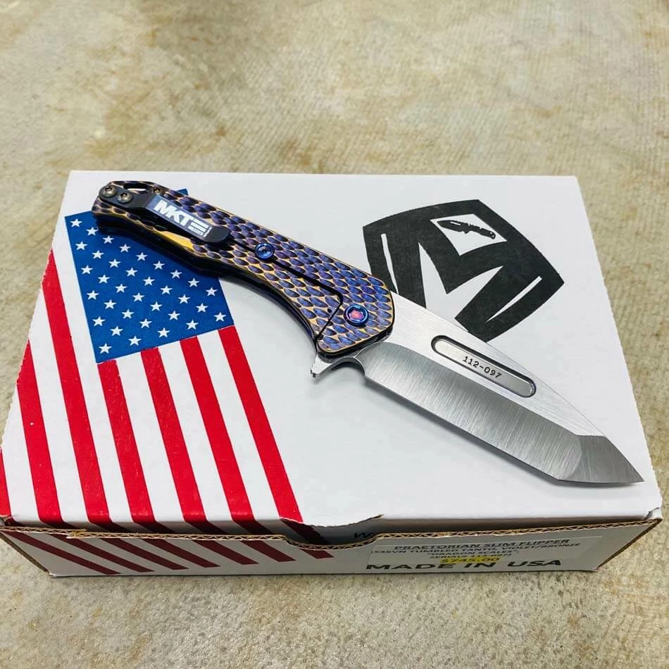 Medford Praetorian Slim Flipper 3.25" S35VN Tanto Blade Violet Bronze Dragon Scales Knife Serial 112-097 - Image 5
