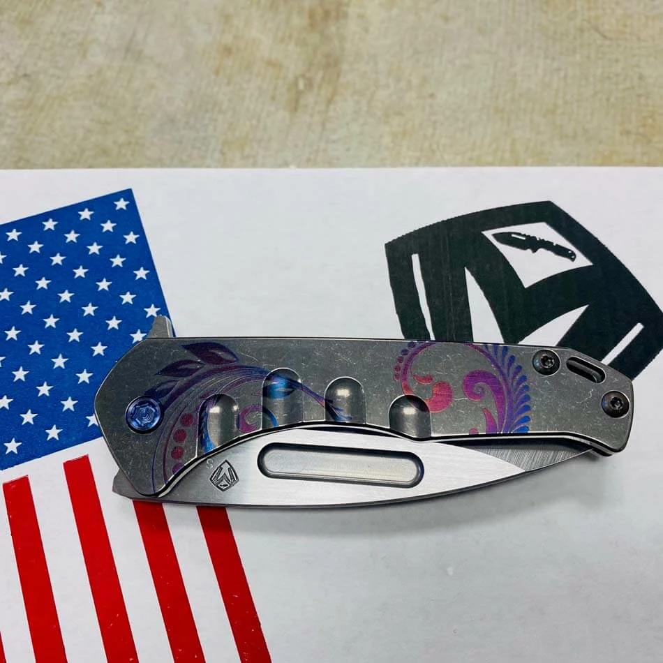 Medford Praetorian Slim Flipper 3.25" S35VN Satin Drop Point Blade Tumbled Filigree Handles Knife Serial 112-081 - Image 9