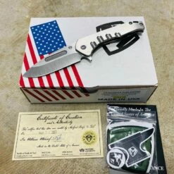 Medford Praetorian Slim Flipper 3.25" S35VN Tumbled Satin Flats Drop Point Blade Faced Silver Handles Knife Serial 112-079