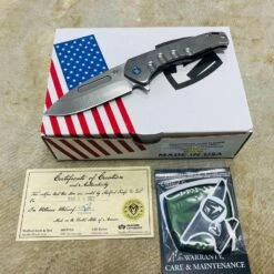 Medford Praetorian Slim Flipper 3.25" S35VN Tumbled Blade Terminator Blue Hardware Folding Knife Serial 111-010