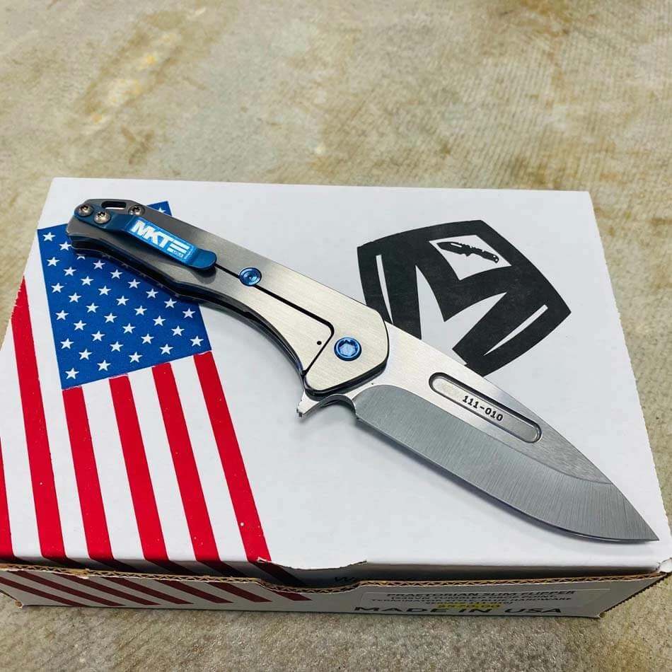 Medford Praetorian Slim Flipper 3.25" S35VN Tumbled Blade Terminator Blue Hardware Folding Knife Serial 111-010 - Image 5