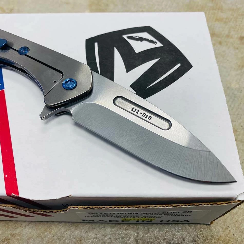 Medford Praetorian Slim Flipper 3.25" S35VN Tumbled Blade Terminator Blue Hardware Folding Knife Serial 111-010 - Image 6
