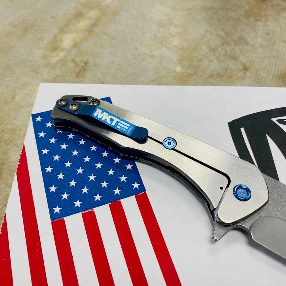 Medford Praetorian Slim Flipper 3.25" S35VN Tumbled Blade Terminator Blue Hardware Folding Knife Serial 111-010 - Image 7