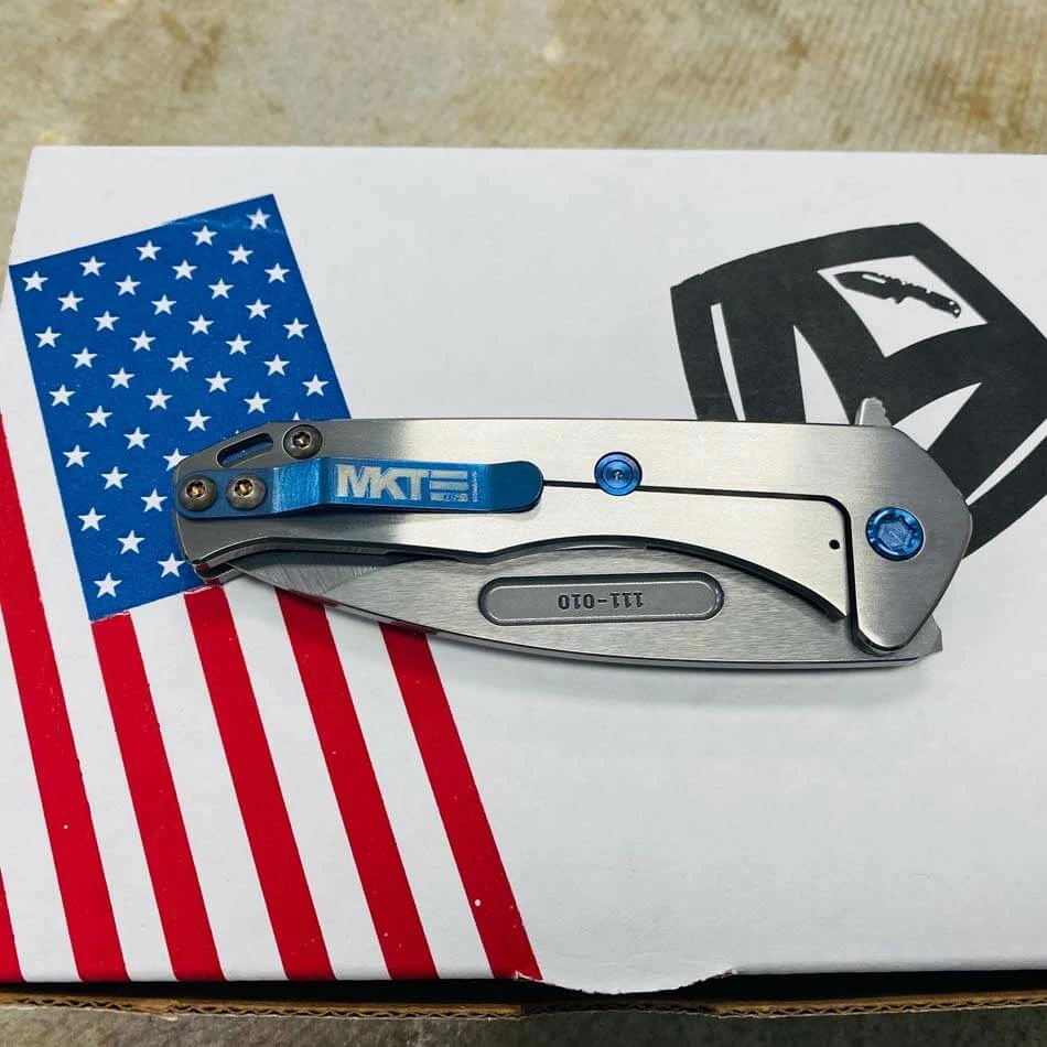 Medford Praetorian Slim Flipper 3.25" S35VN Tumbled Blade Terminator Blue Hardware Folding Knife Serial 111-010 - Image 9