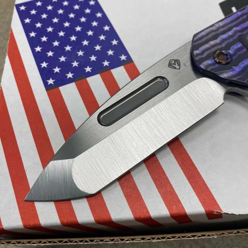 Medford Praetorian Slim Flipper 3.25" S35VN SATIN Drop Point Blade Violet Bark Handles Knife 301-037 - Image 3