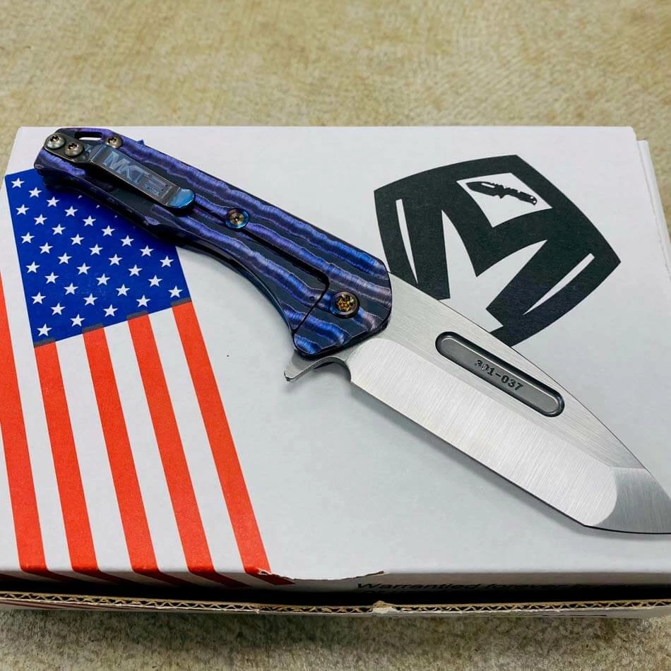 Medford Praetorian Slim Flipper 3.25" S35VN SATIN Drop Point Blade Violet Bark Handles Knife 301-037 - Image 5