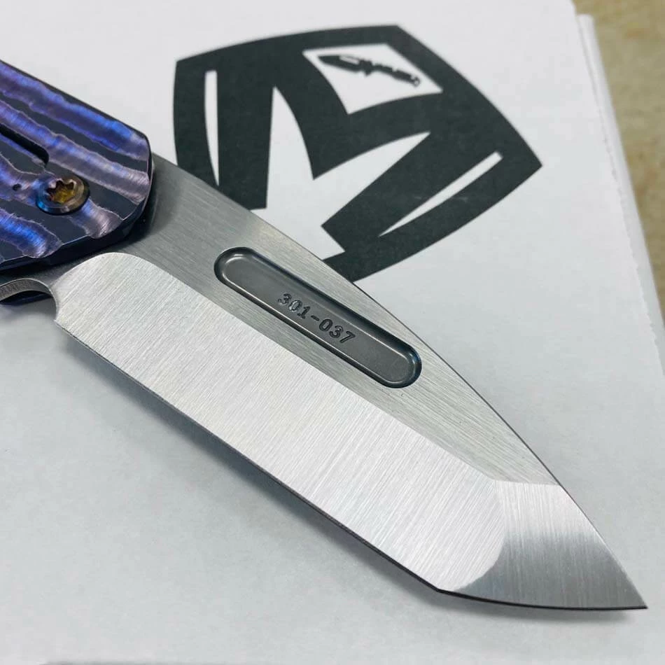 Medford Praetorian Slim Flipper 3.25" S35VN SATIN Drop Point Blade Violet Bark Handles Knife 301-037 - Image 6