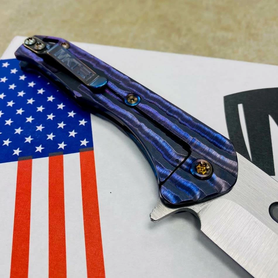 Medford Praetorian Slim Flipper 3.25" S35VN SATIN Drop Point Blade Violet Bark Handles Knife 301-037 - Image 7