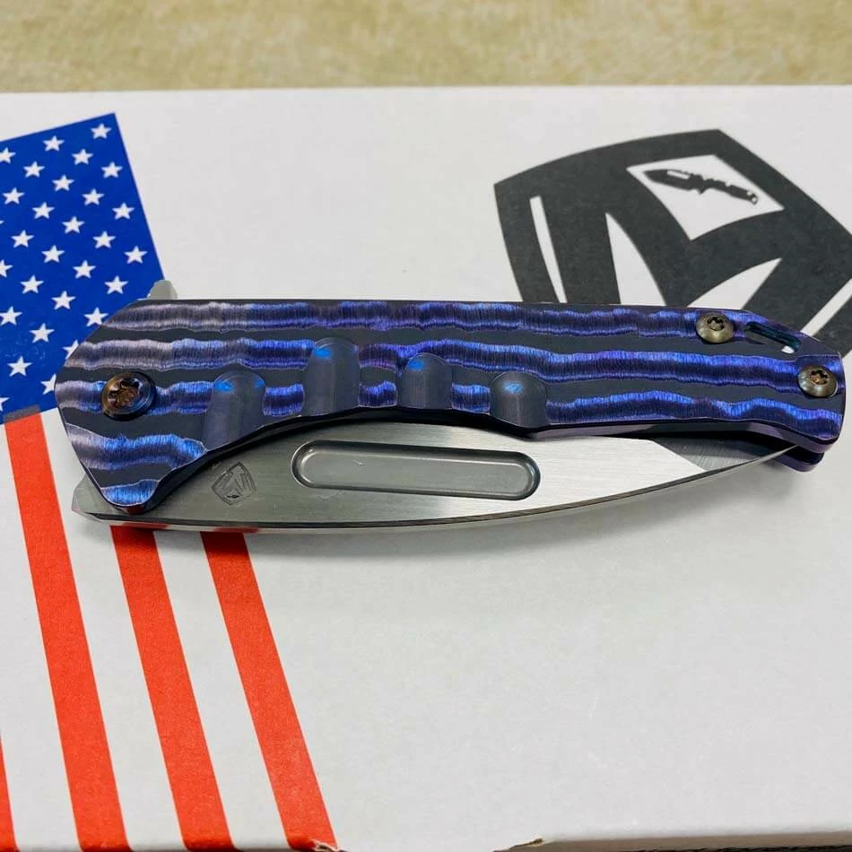 Medford Praetorian Slim Flipper 3.25" S35VN SATIN Drop Point Blade Violet Bark Handles Knife 301-037 - Image 8