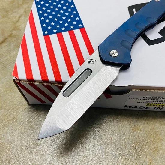Medford Praetorian Slim 3.25" Tumbled Tanto Blue Knife 08-103 - Image 2