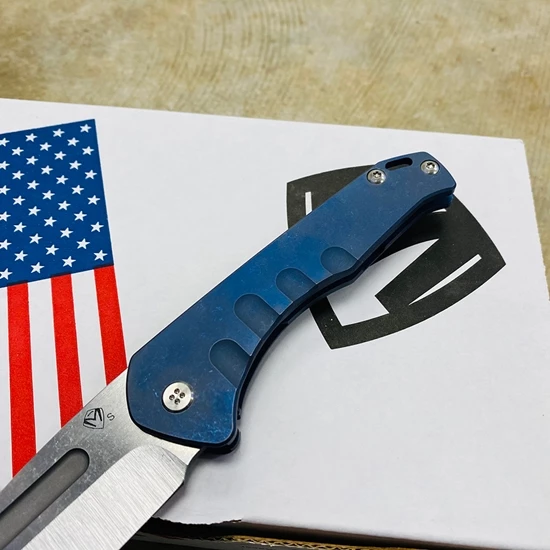 Medford Praetorian Slim 3.25" Tumbled Tanto Blue Knife 08-103 - Image 3