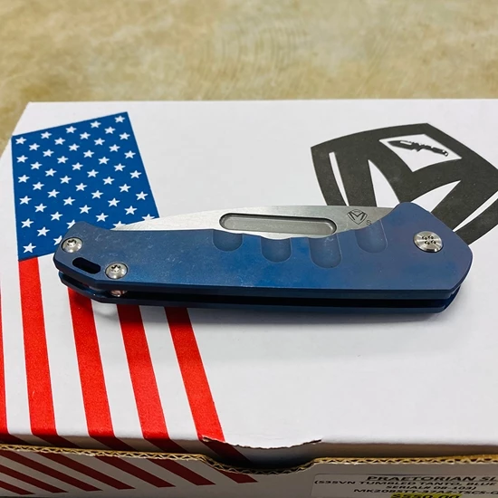 Medford Praetorian Slim 3.25" Tumbled Tanto Blue Knife 08-103 - Image 6