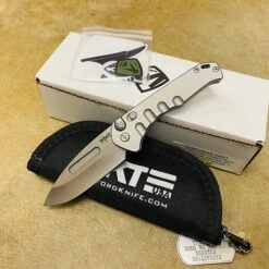 Medford Praetorian Swift, Automatic Drop Point Tumbled Blade, Gray Aluminum, MK206STD-43AY-TSCS-BN