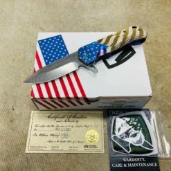 Medford Proxima S35VN 3.9" Tumbled Blue American Flag Handles Blue Hardware Knife Serial 108-026