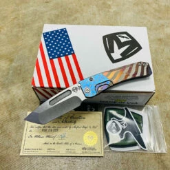 Medford Slim Midi S35VN Tumbled 3.25" Tanto American Flag Blue Ano Folding Knife 012-003
