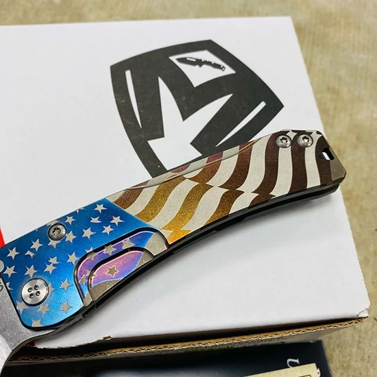 Medford Slim Midi S35VN Tumbled 3.25" Tanto American Flag Bronze Ano Folding Knife 101-054 - Image 3