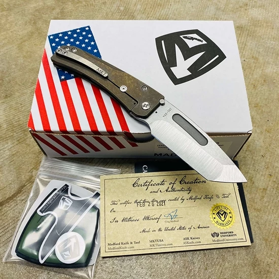 Medford Slim Midi S35VN Tumbled 3.25" Tanto American Flag Bronze Ano Folding Knife 101-054 - Image 4