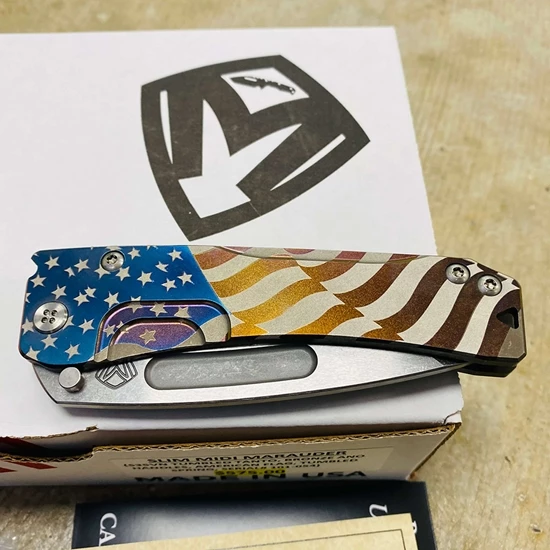 Medford Slim Midi S35VN Tumbled 3.25" Tanto American Flag Bronze Ano Folding Knife 101-054 - Image 6