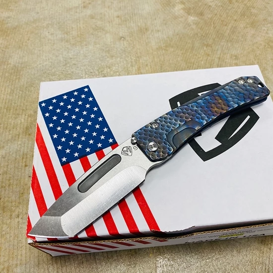 Medford Slim Midi S35VN Tumbled 3.25" Tanto Flamed Brushed Dragon Scales Knife - Image 2