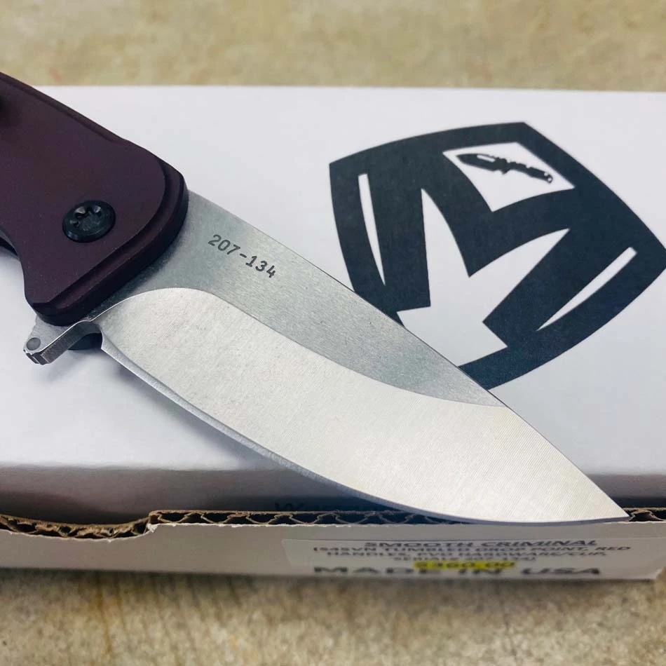 Medford Smooth Criminal Red S45VN Tumbled Blade 3" Folding Knife With PVD Hardware Serial 207-134 BLADE SHOW 2023 - Image 6