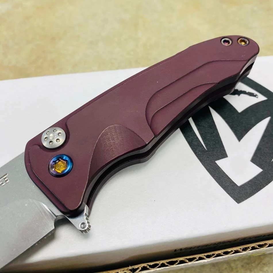 Medford Smooth Criminal Red S45VN Tumbled Blade 3" Folding Knife Serial 302-593 - Image 4