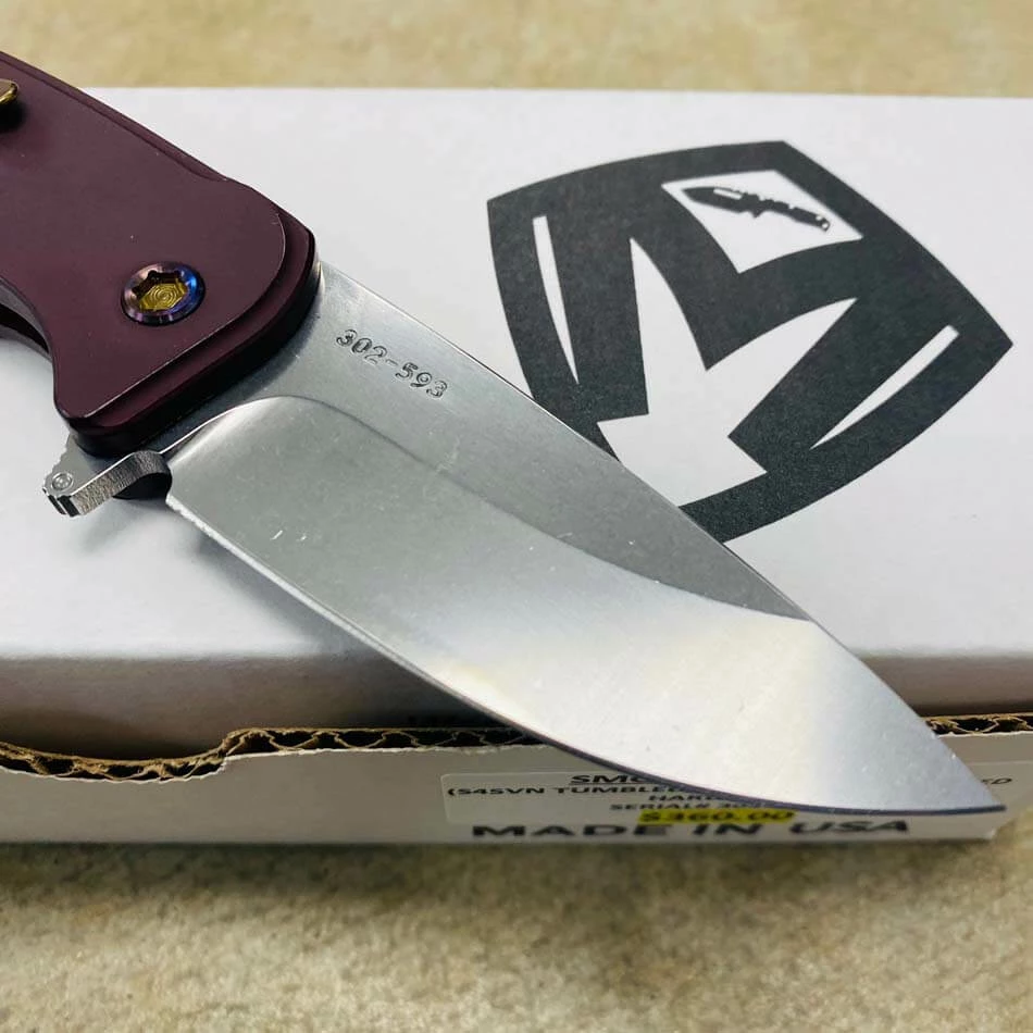 Medford Smooth Criminal Red S45VN Tumbled Blade 3" Folding Knife Serial 302-593 - Image 6